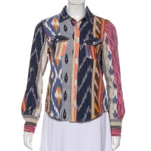 Warm Western Woven Long Sleeve Button-Up Top
